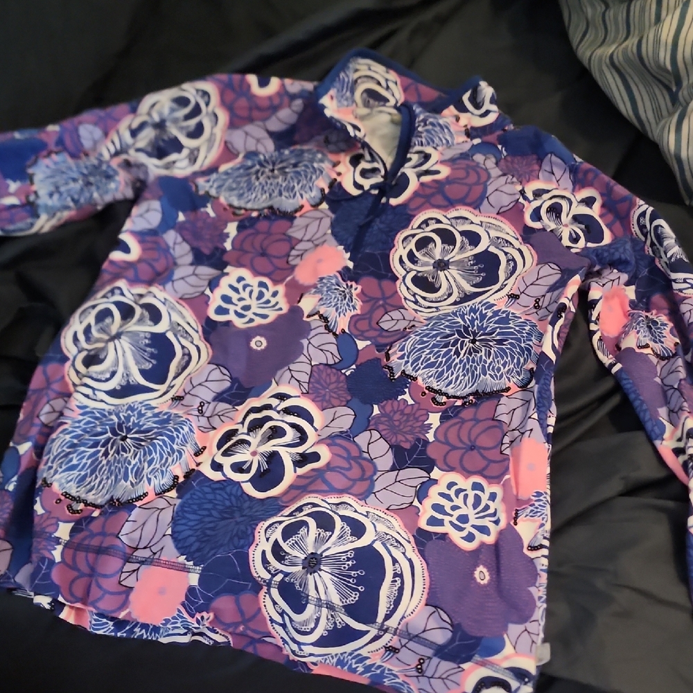 Talbots Purple and Pink Graphic Long Sleeve Button Down